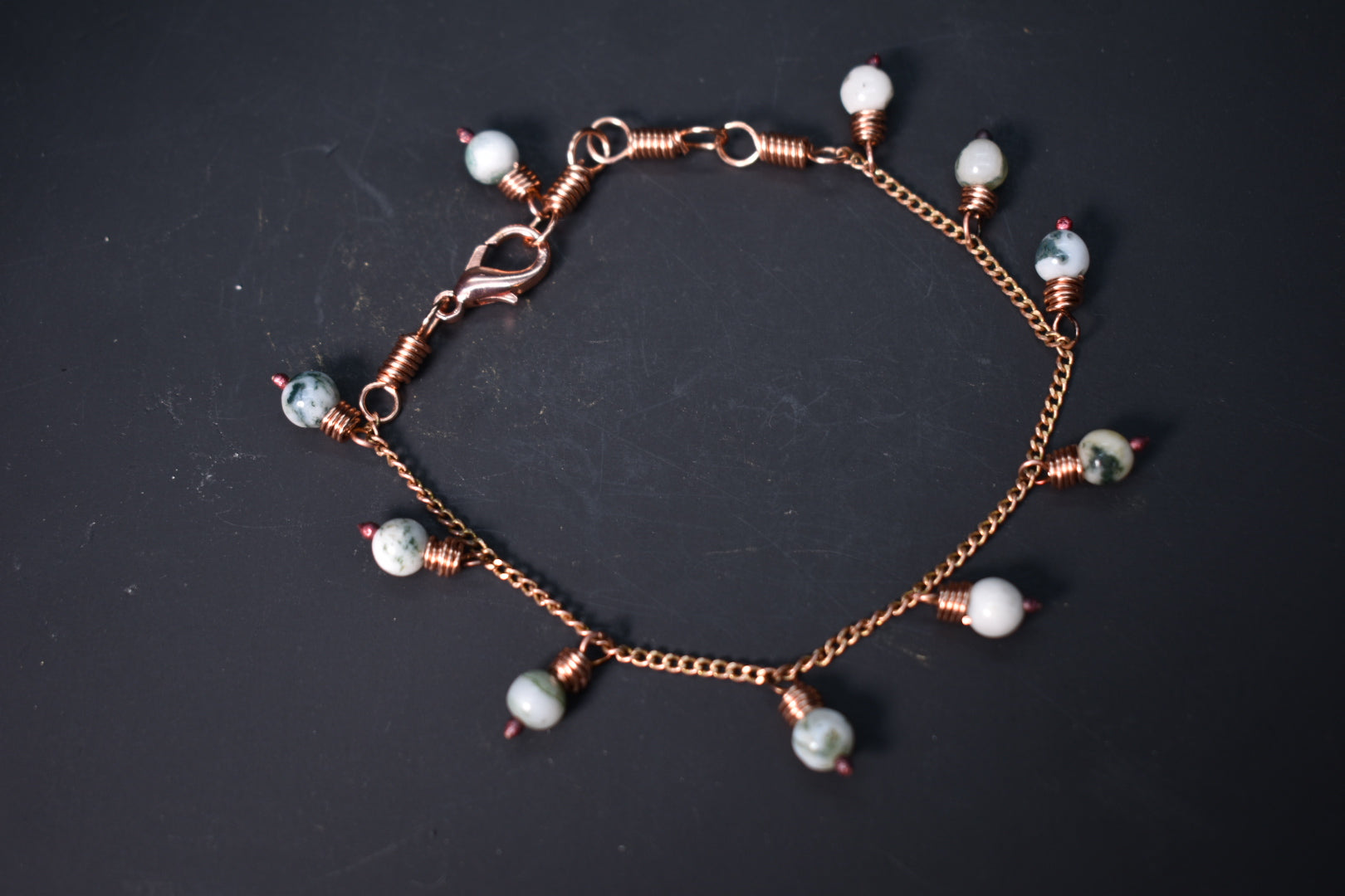 Moss Agate — Orbit Copper Charm Bracelet - KOSMIK COLLECTIONS