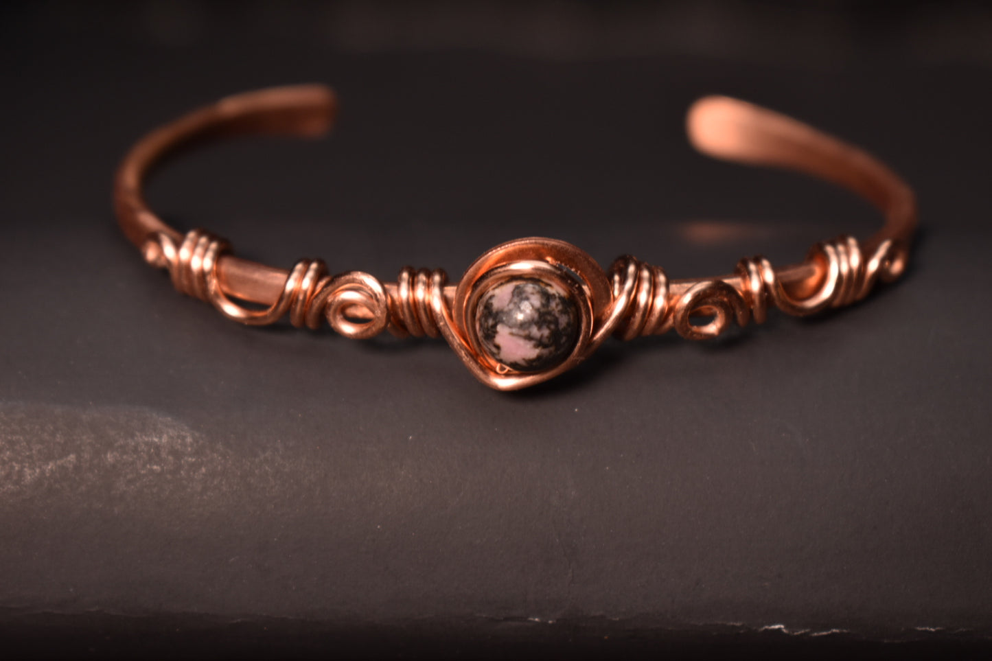 Rhodonite Orbit- Half Cuff Bangles