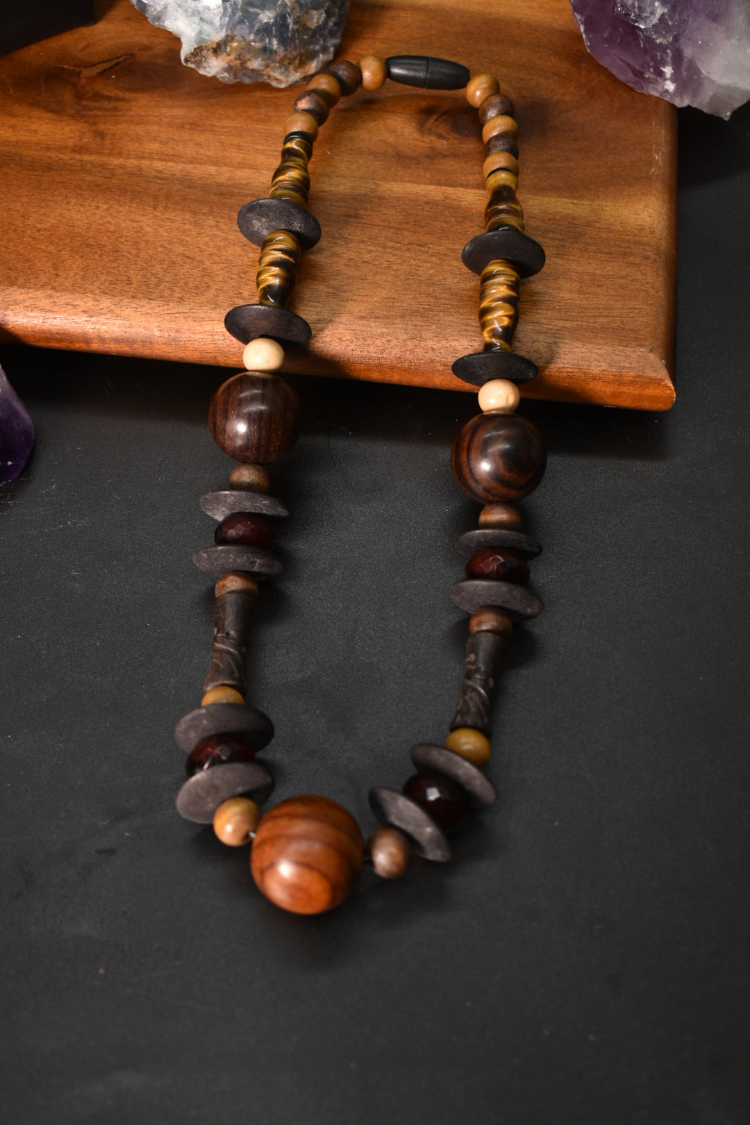 Tigers eye and woodbeads - KOSMIK COLLECTIONS