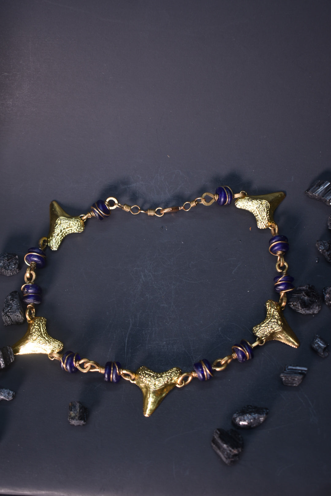 Wakanda — Brass Shark Teeth & Glass Necklace