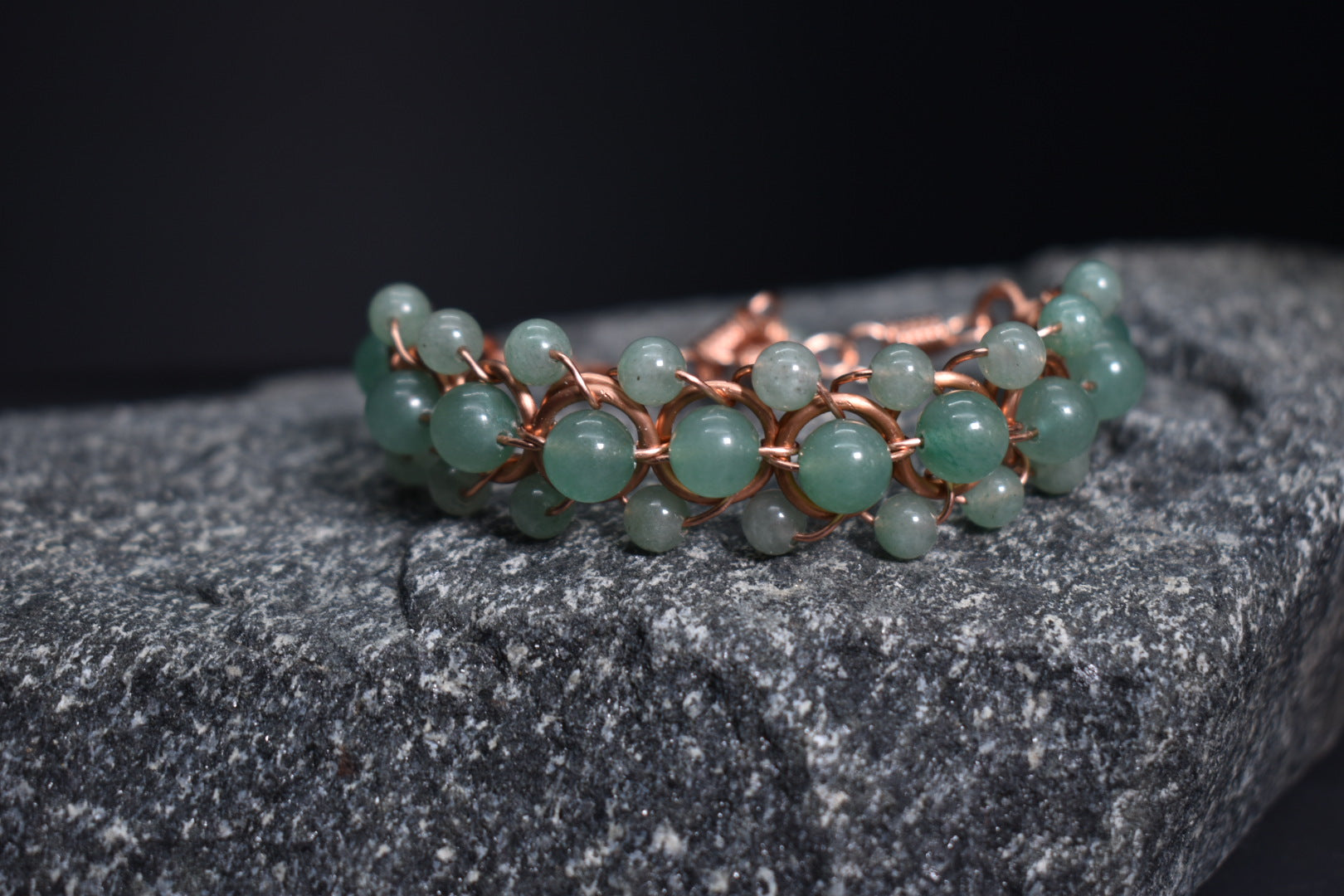 Green Aventurine Helix of the Verdant Neteru- Copper Bracelet - KOSMIK COLLECTIONS
