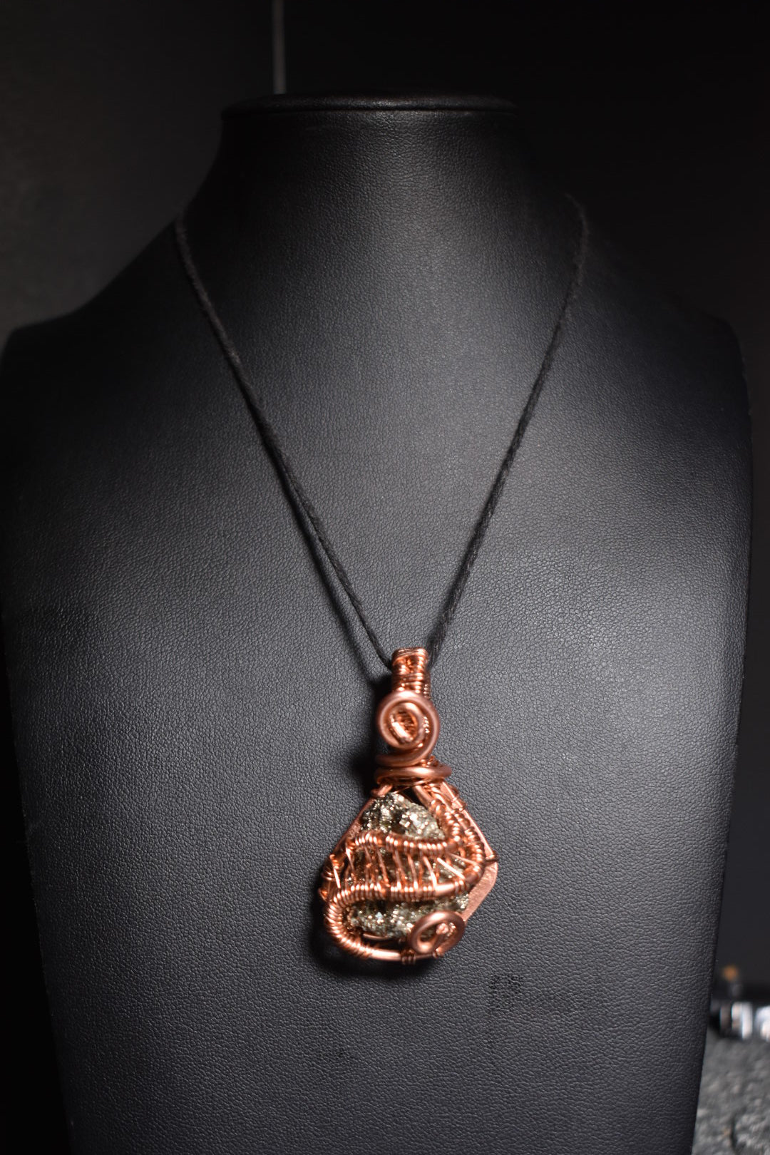 Pyrite- Gilded Core Helix: Copper Pendent Necklace - KOSMIK COLLECTIONS