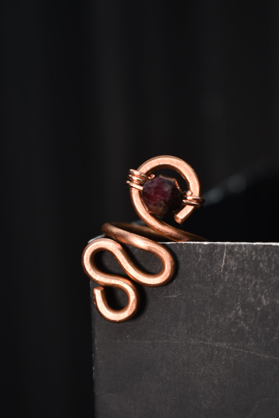 Garnet- Kosmik Glyph Ring