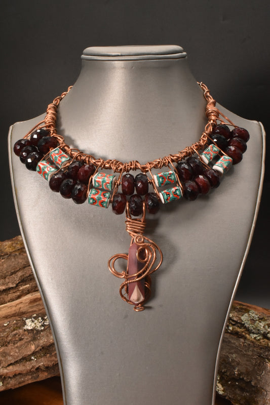 The Goddess Cleopatra — Mookaite Copper Collar Necklace