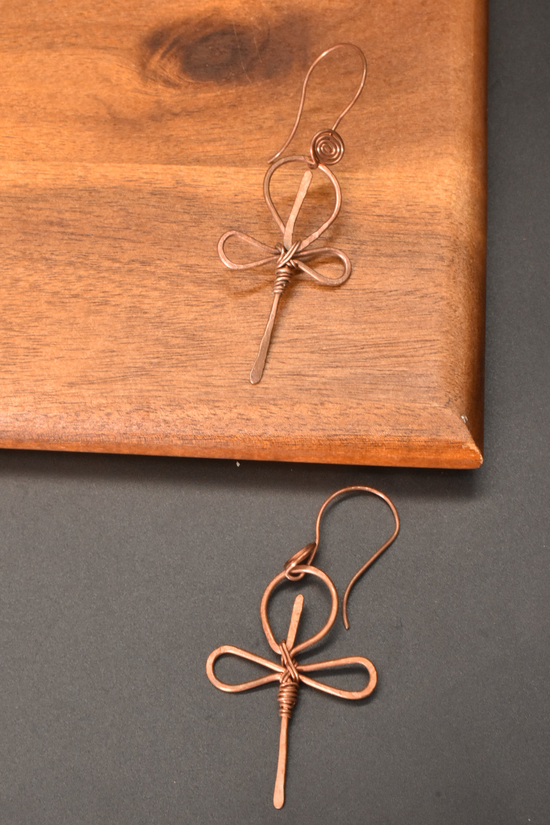 Stylized Ankh — Copper Earrings