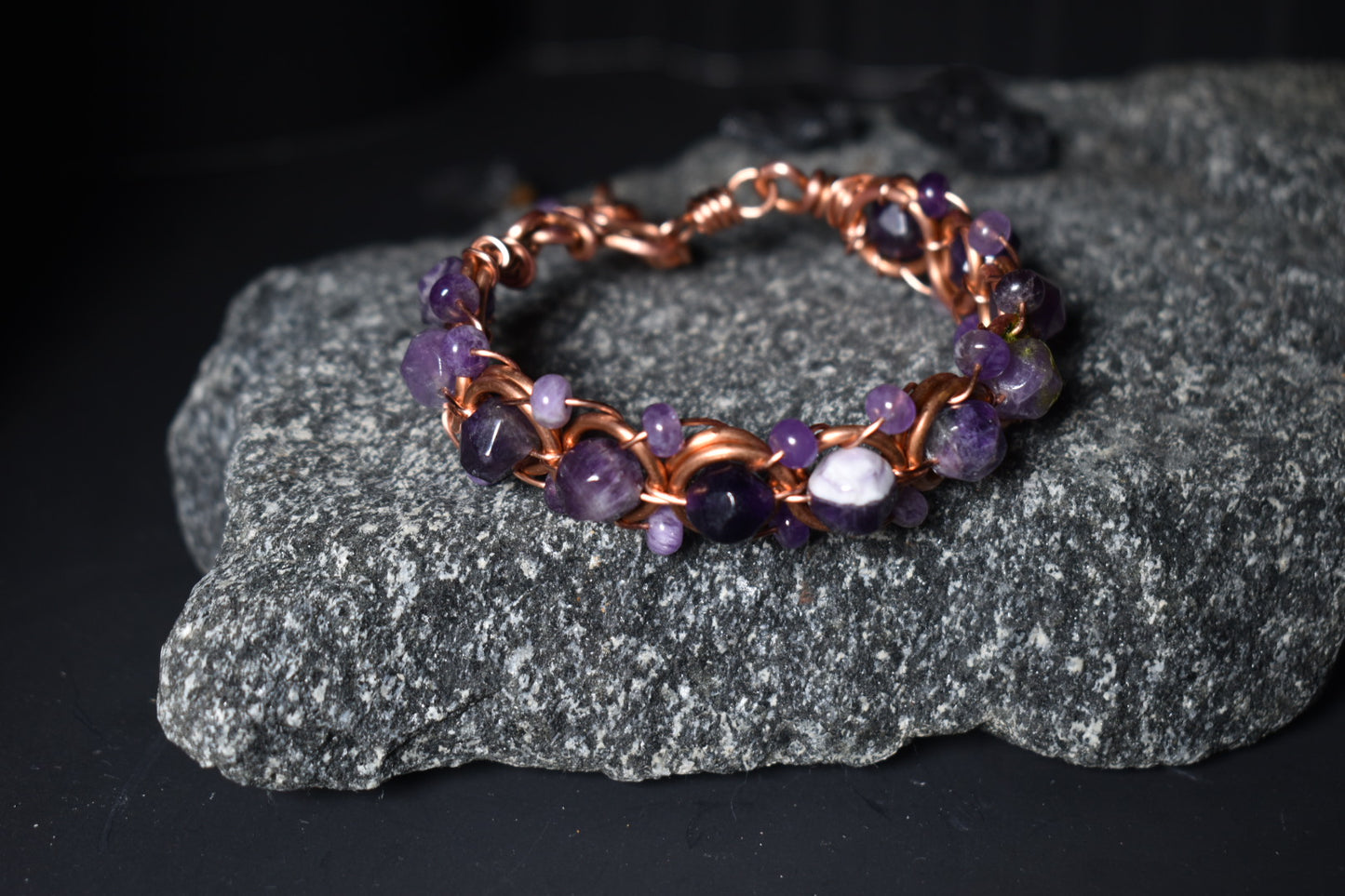 Amethyst - Helix of the Verdant Neteru : Copper Bracelet - KOSMIK COLLECTIONS