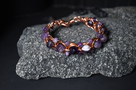 Amethyst - Helix of the Verdant Neteru : Copper Bracelet - KOSMIK COLLECTIONS