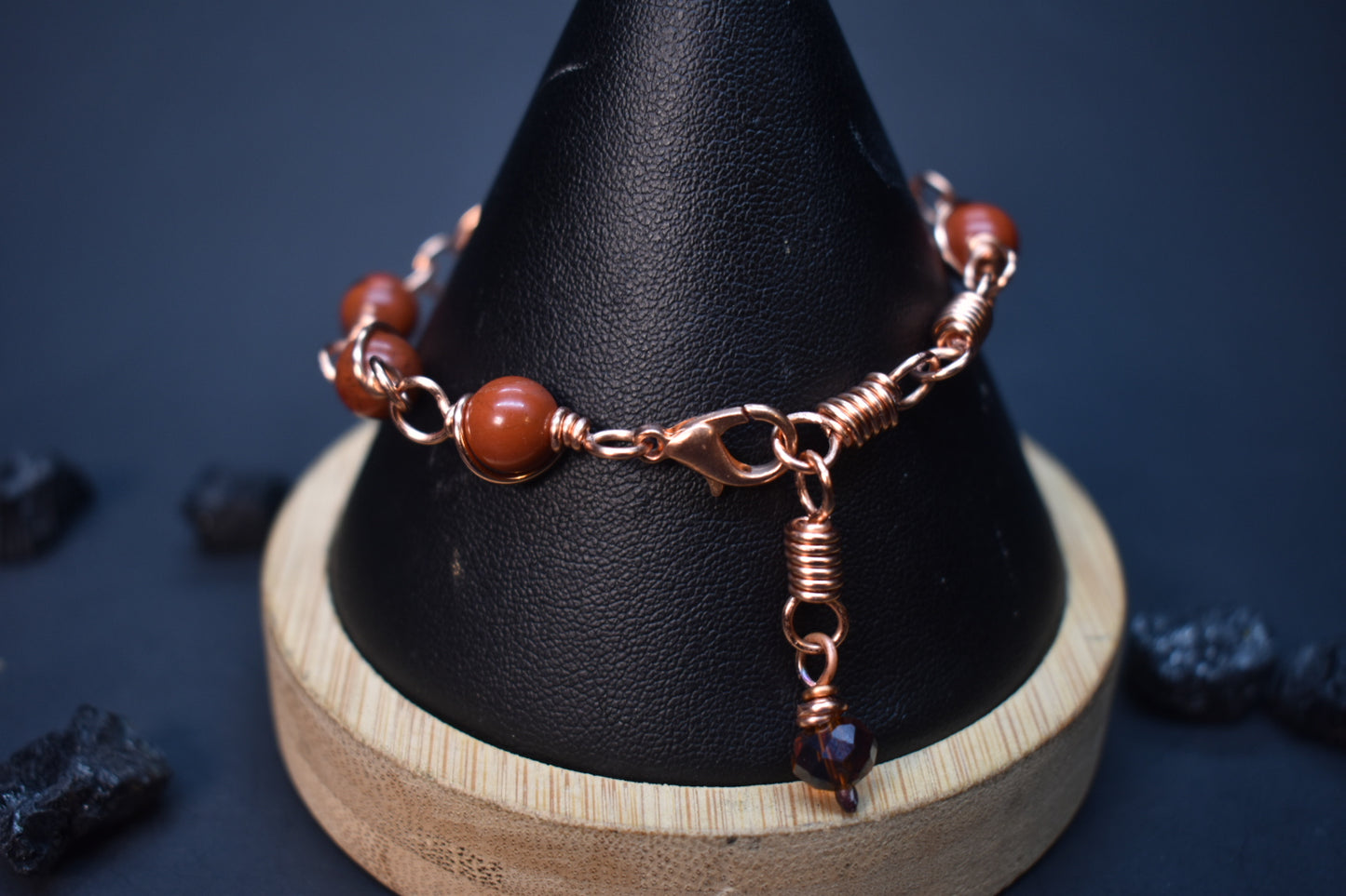 Red Jasper- Orbit: Copper Bracelet