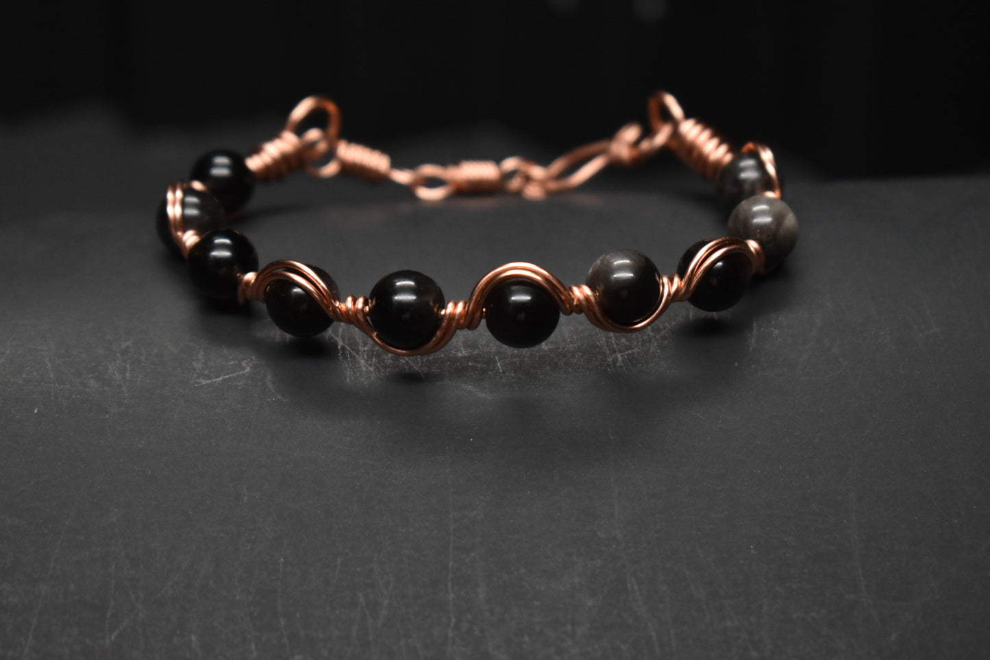 Obsidian- Copper Frequency Bracelet
