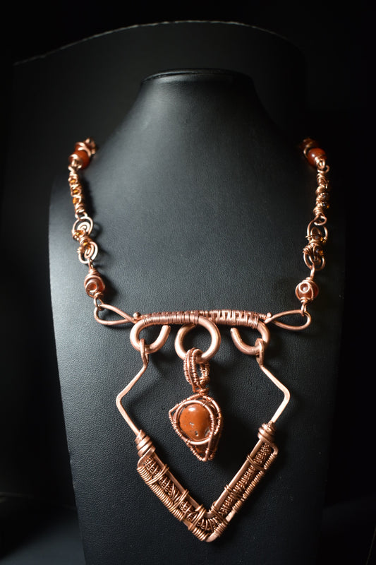 Carnelian- Stargate of the Red Sun: Copper Statement Necklace