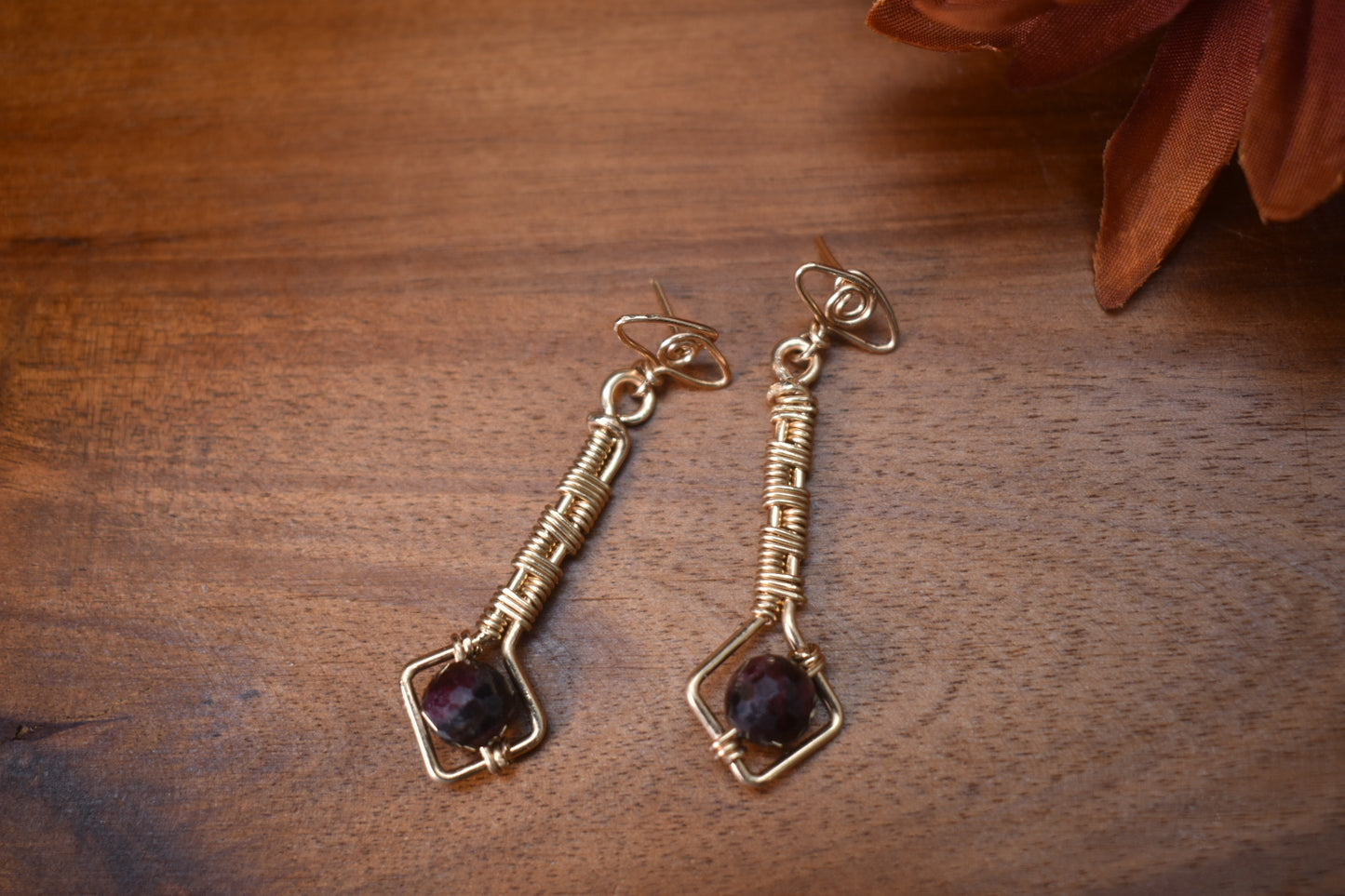 Shooting Star Garnet — 14K Gold Filled Earrings