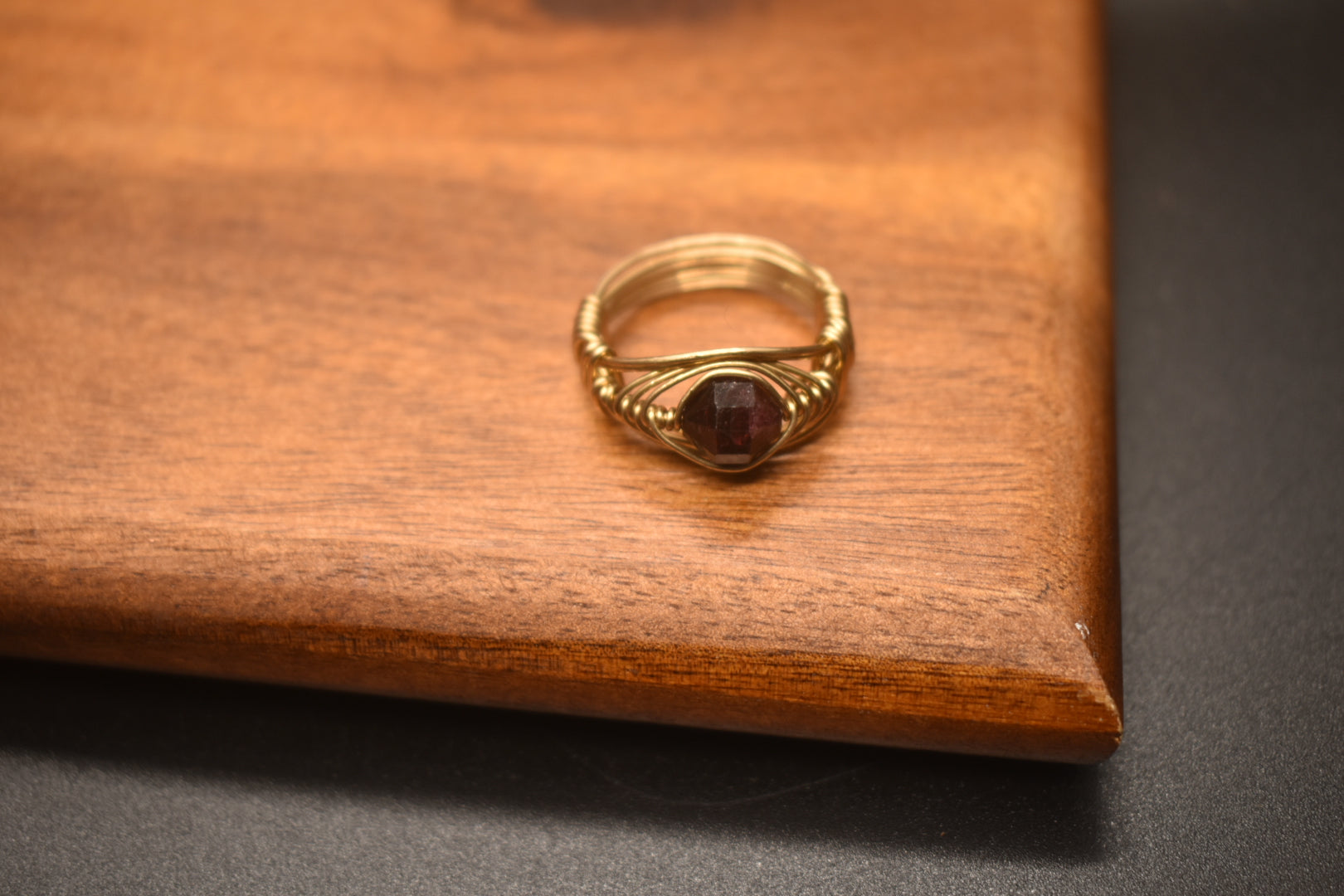 Garnet — Frequency Brass Ring - KOSMIK COLLECTIONS