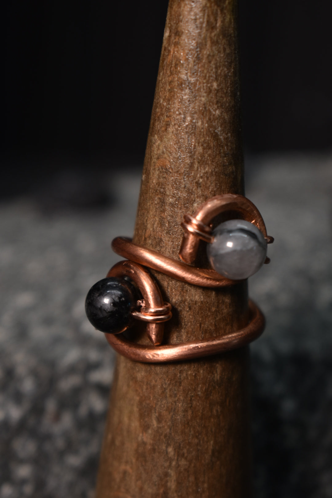 Black Tourmaline- Kosmik Glyph Ring