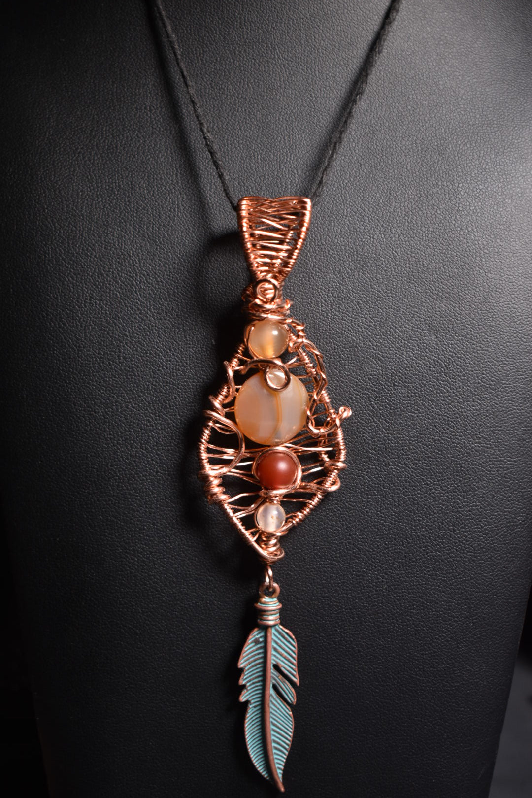 Carnelian Feather Current: Orbit: Copper Pendant - KOSMIK COLLECTIONS