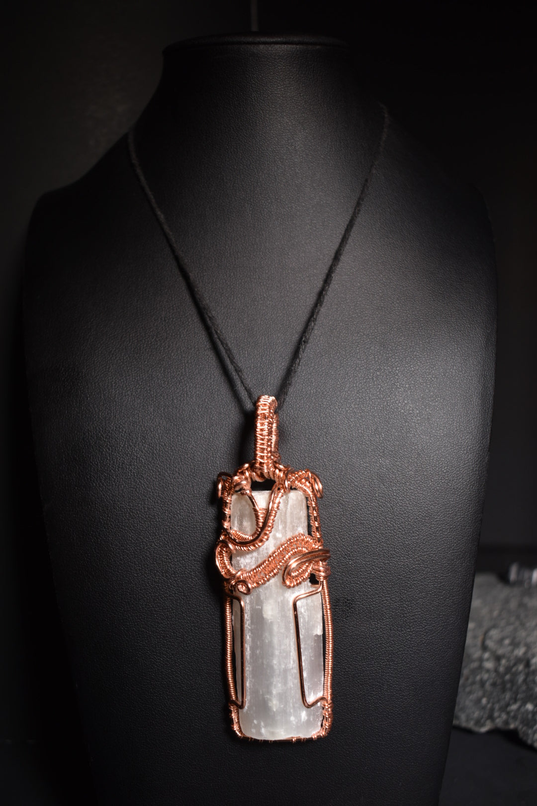 Selenite- Ascension Column: Copper Pendant Necklace 1 of 1 - KOSMIK COLLECTIONS