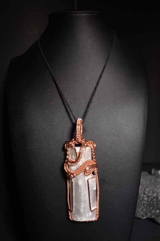 Selenite- Ascension Column: Copper Pendant Necklace 1 of 1 - KOSMIK COLLECTIONS