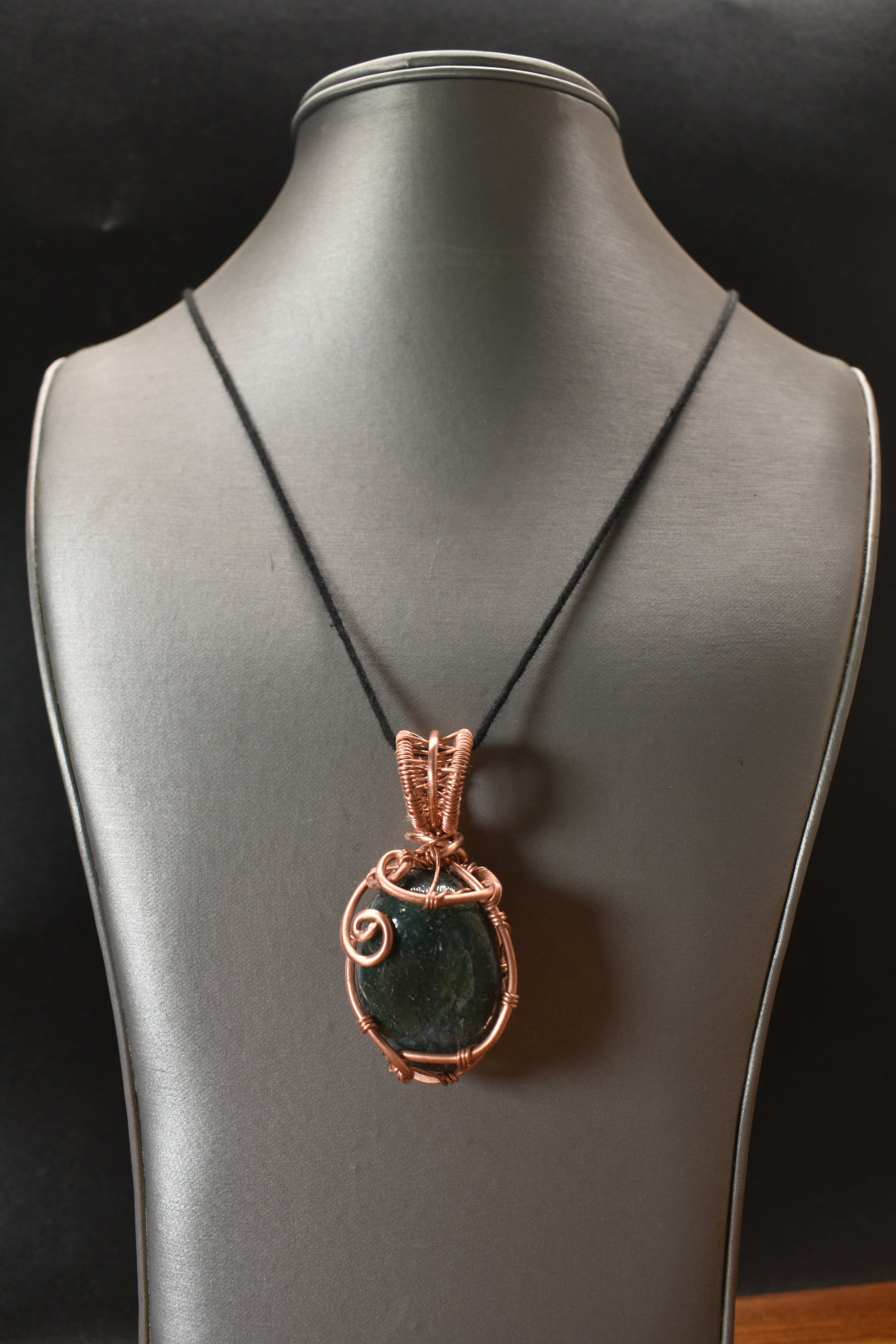 Olive Plum — Moss Agate Copper Pendant