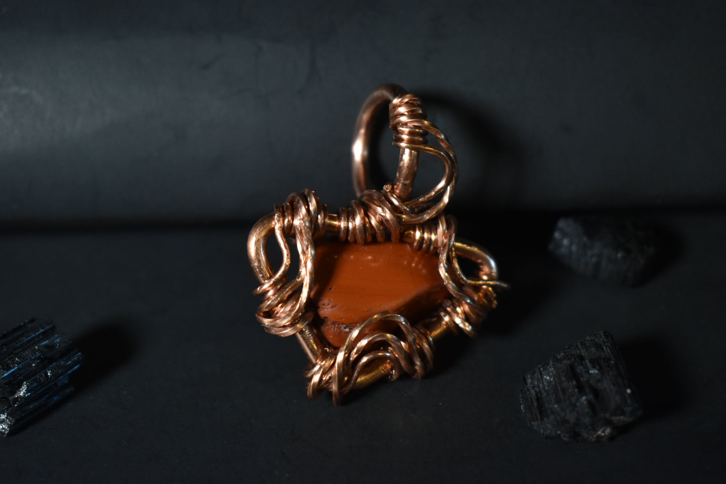 Red jasper - Kosmik Orbit Medallion: Copper Pendant Necklace