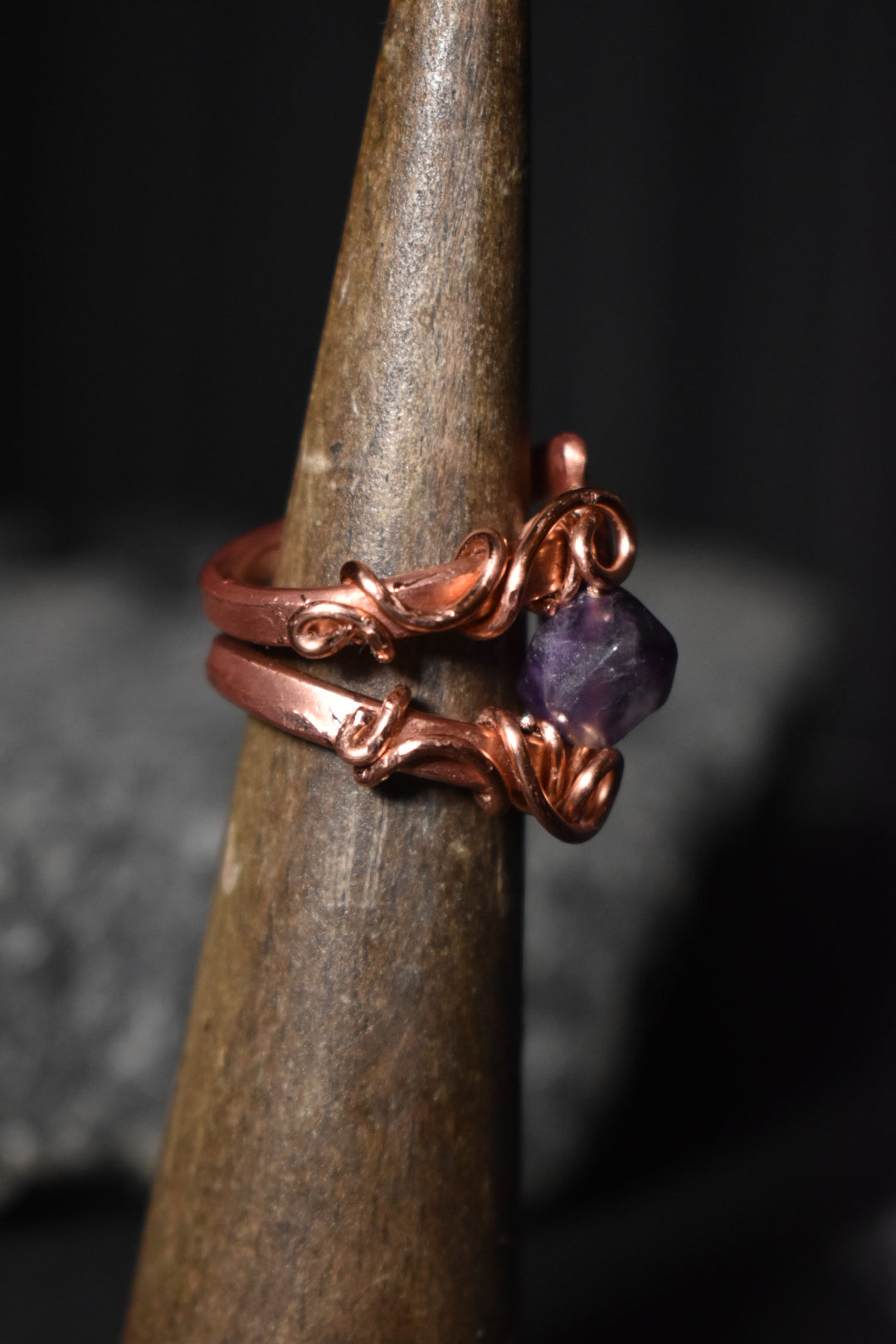 Amethyst-Solar Eye: Copper Ring
