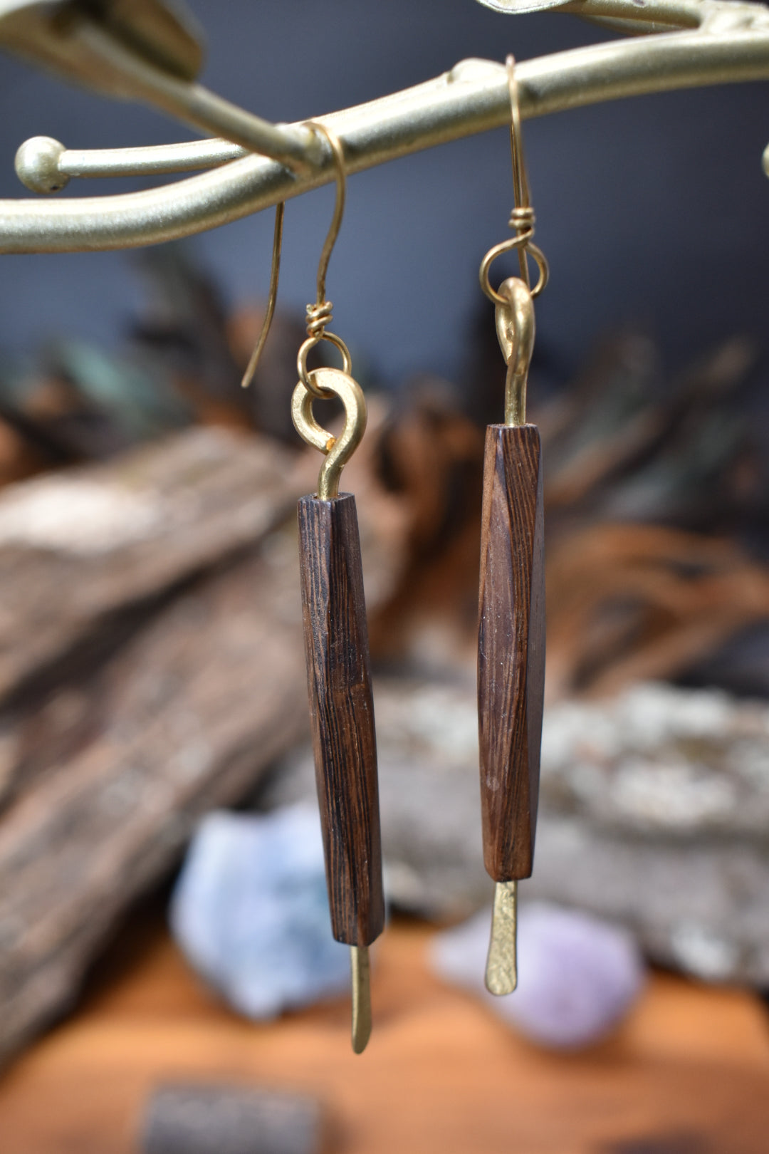 Pinnacle Staff — Brass Earrings