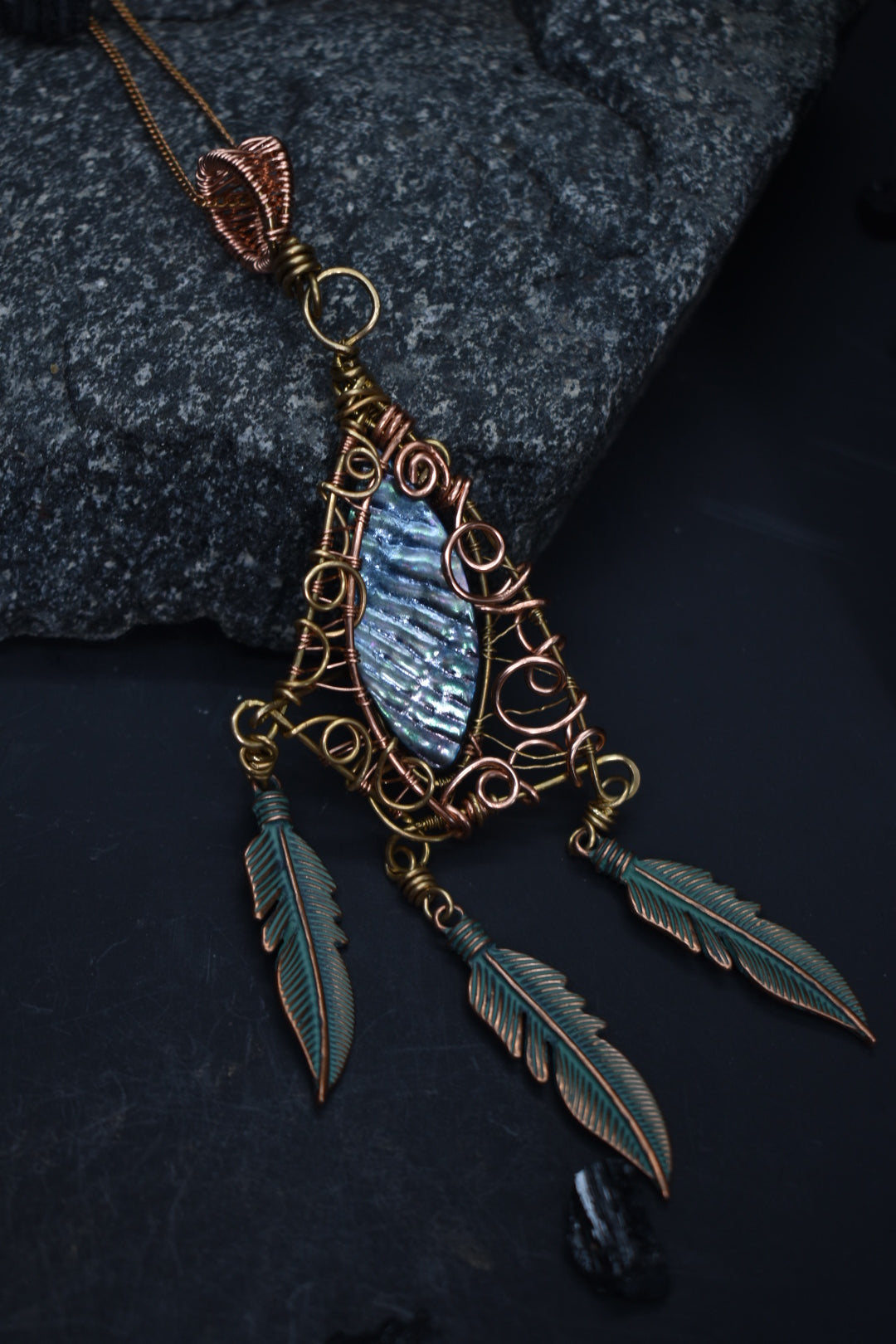 Abalone- Tidal veil dream keeper  Copper Pendant Necklace