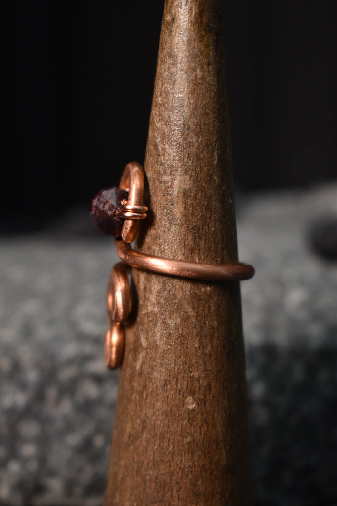 Garnet- Kosmik Glyph Ring