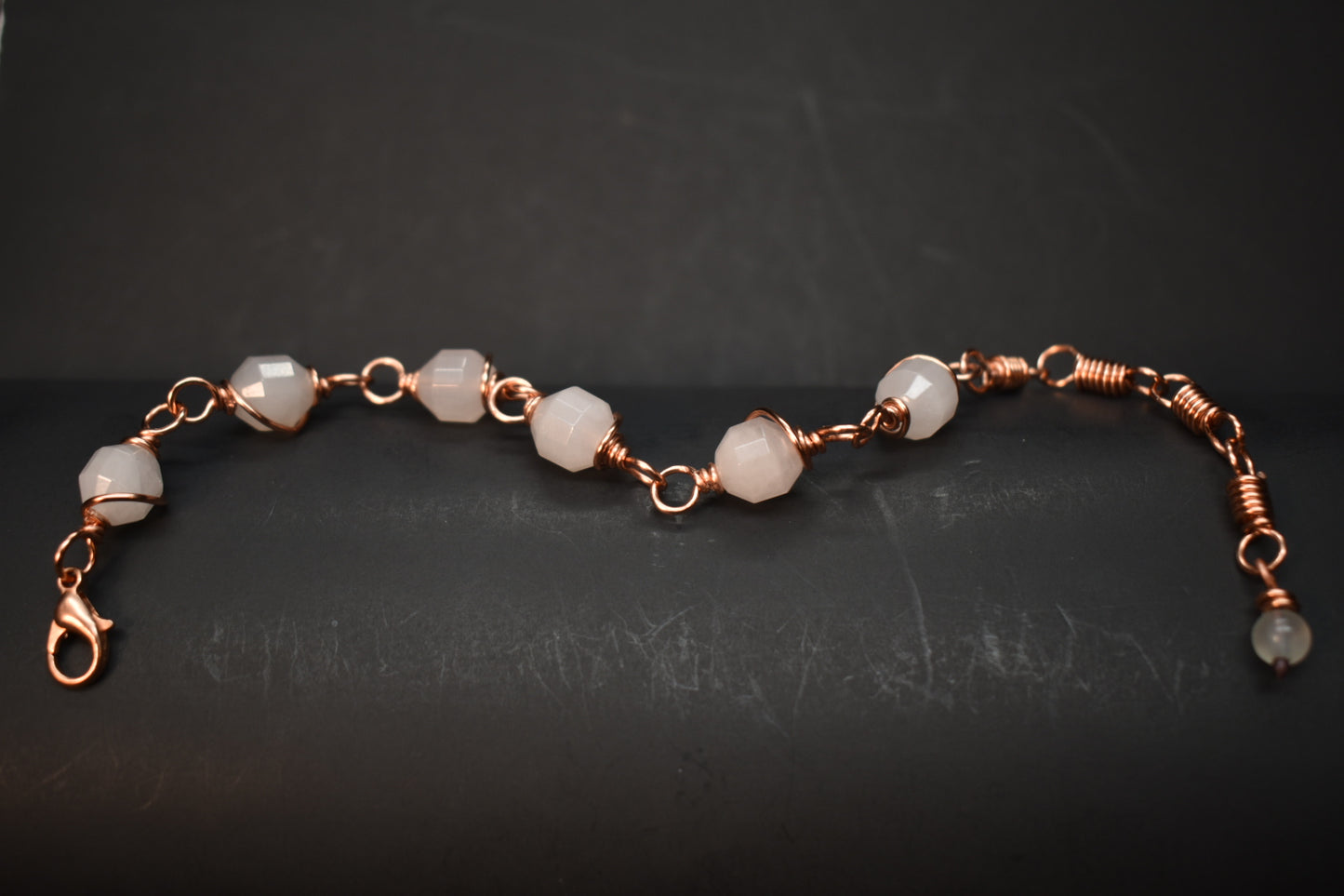 Rose Quartz- Orbit: Copper Bracelet