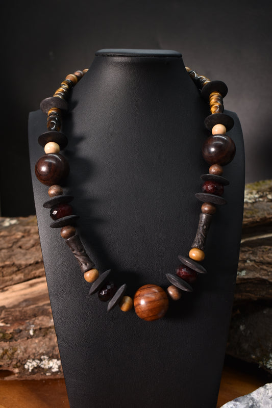 Tigers eye and woodbeads - KOSMIK COLLECTIONS