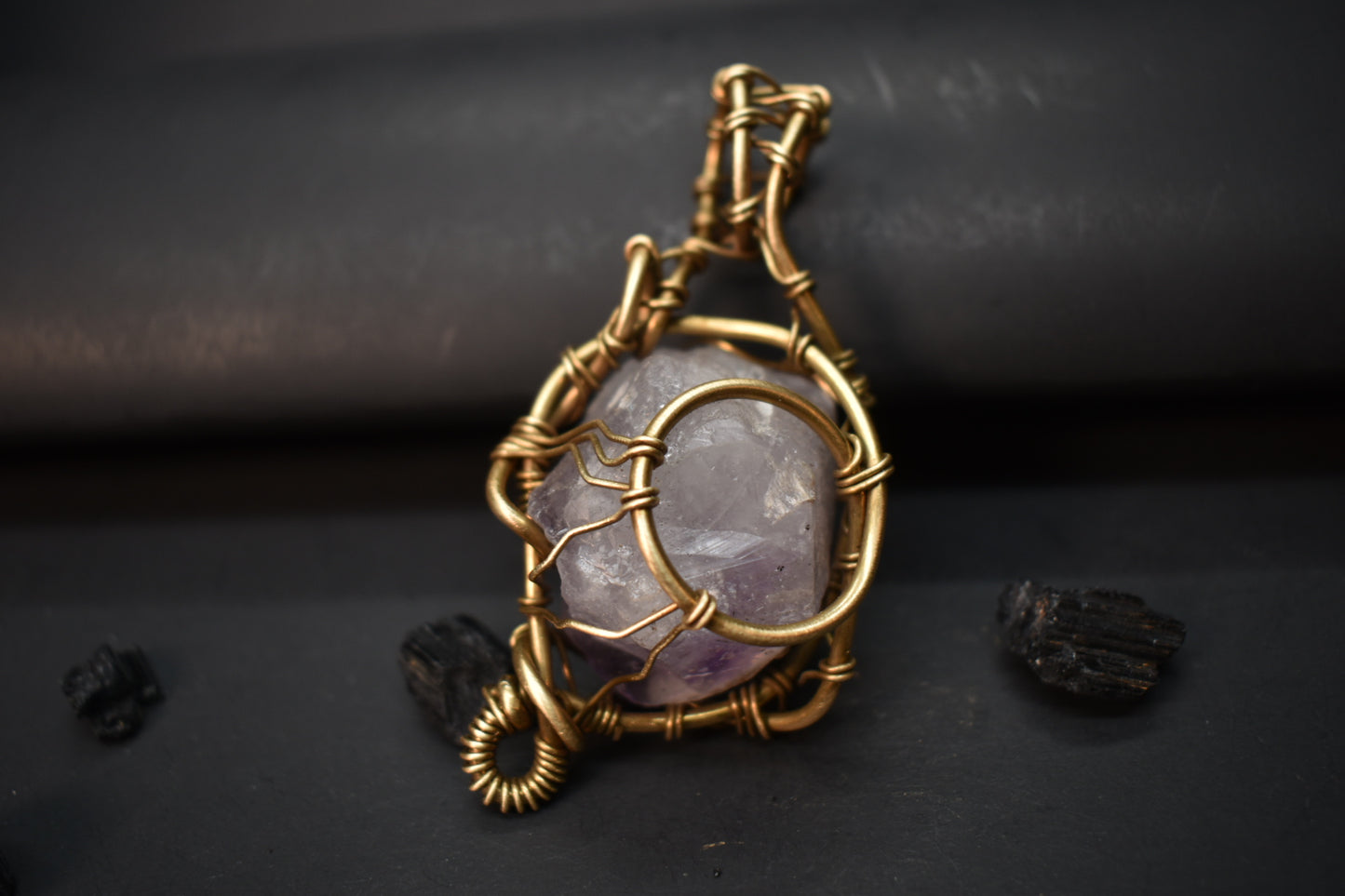 Amethyst Glade Life — Brass Pendant Necklace