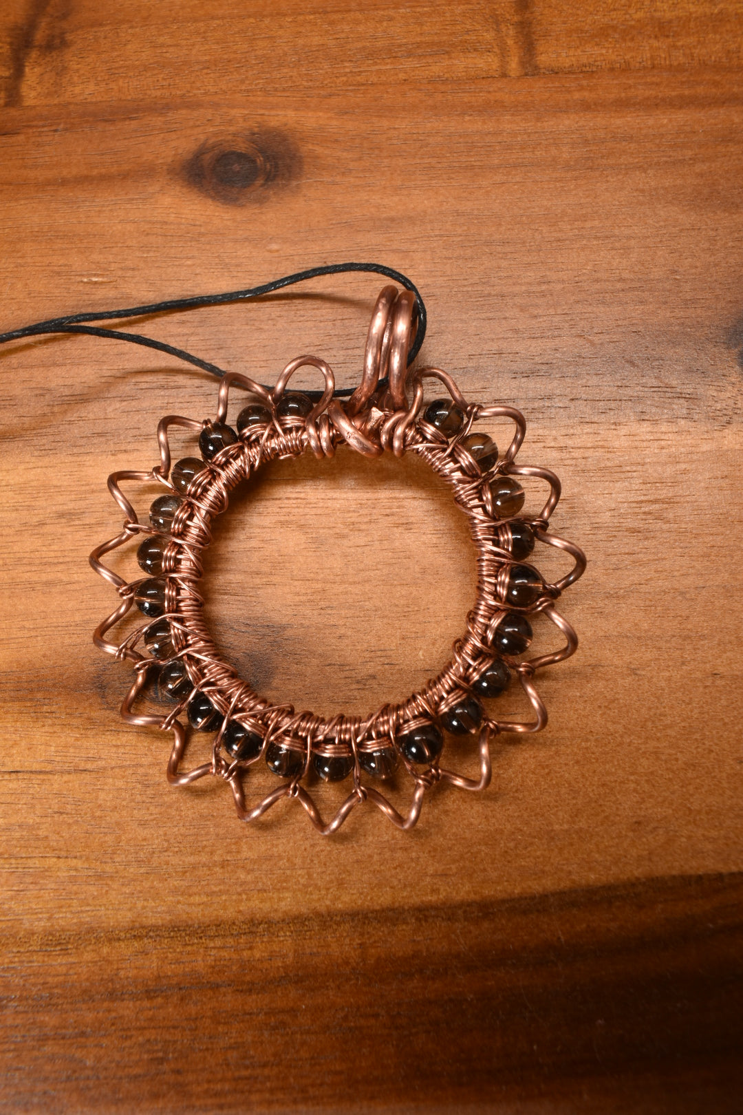 Smokey Quartz Mandala — Copper Pendant Necklace