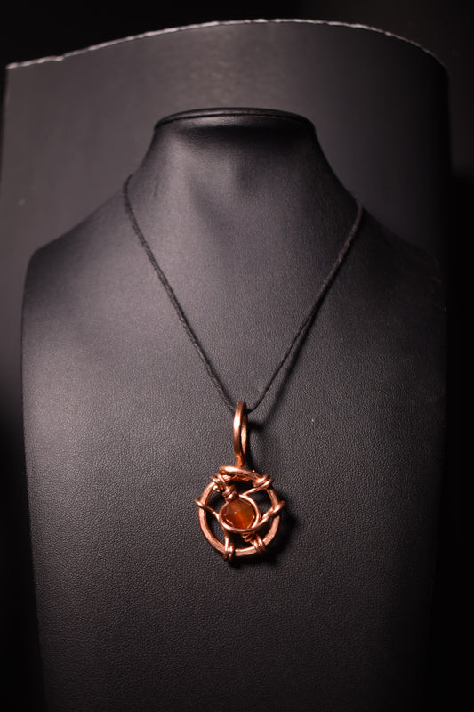 Carnelian- Kosmik Orbit Medallion: Copper Pendant Necklace