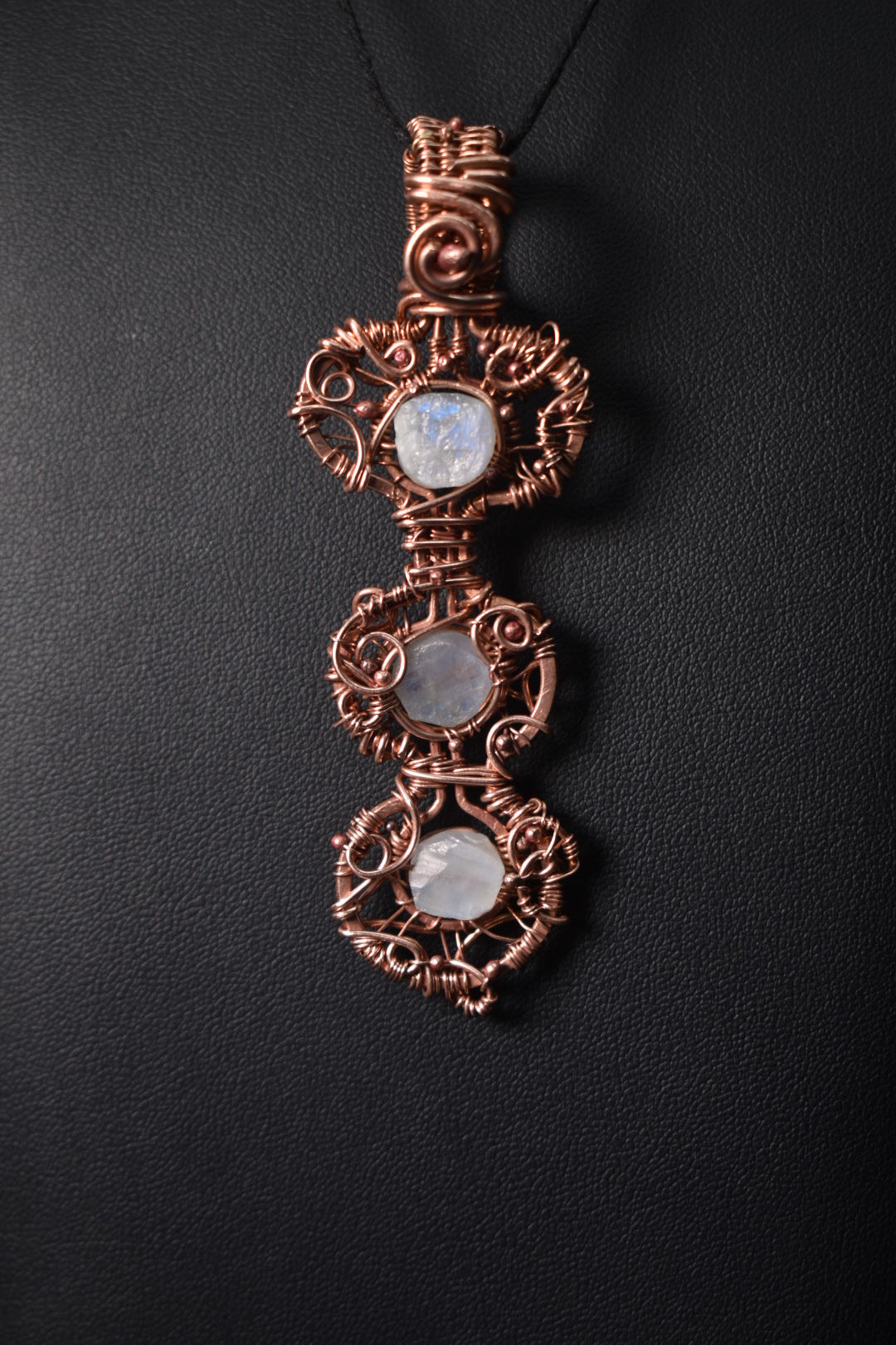 Moonstone- Trinity Of Light: Copper Pendant