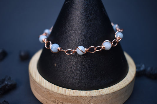 Aquamarine- Orbit: Copper Bracelet