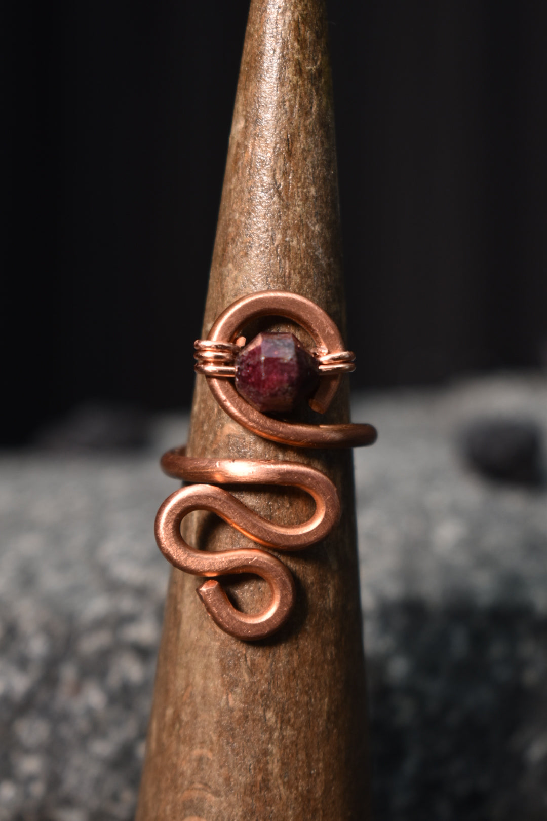 Garnet- Kosmik Glyph Ring