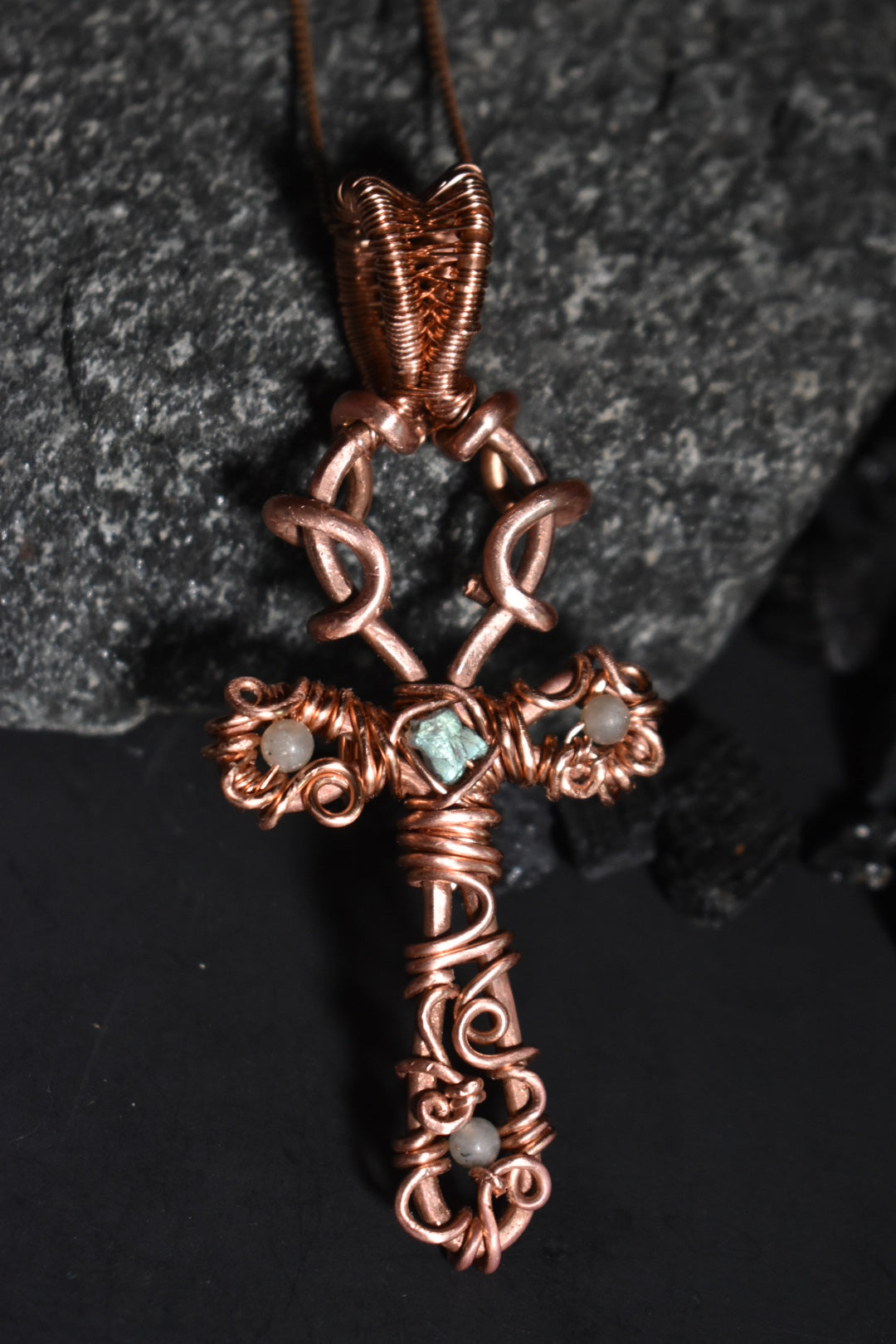 Labradorite- Copper Ankh of Sacred Passage - KOSMIK COLLECTIONS