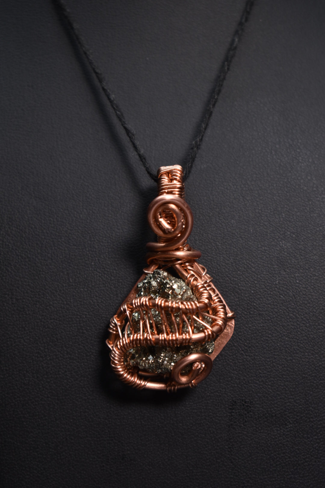 Pyrite- Gilded Core Helix: Copper Pendent Necklace - KOSMIK COLLECTIONS