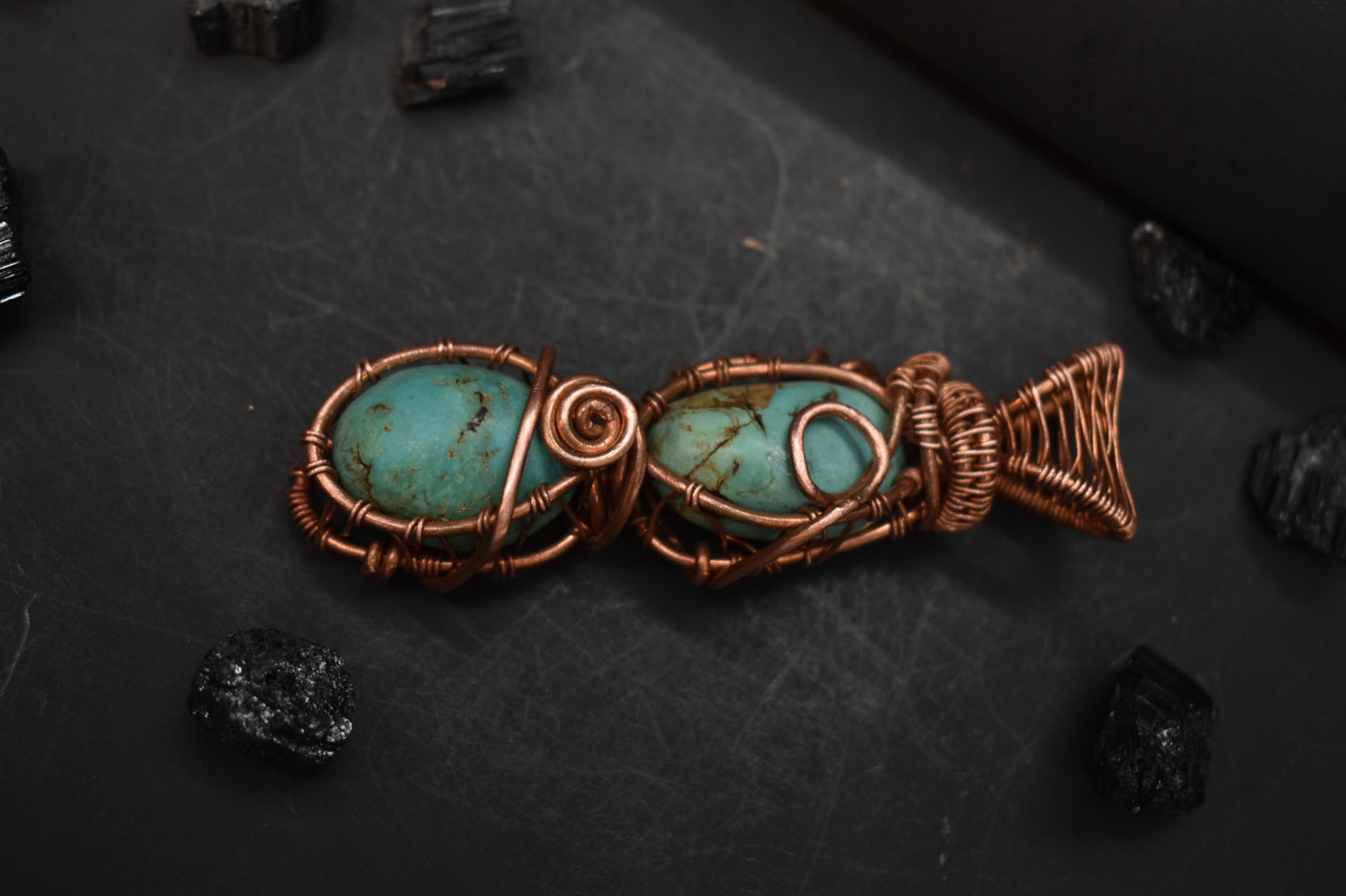 Turquoise-Solar Spiral Talisman: Copper Pendant Necklace