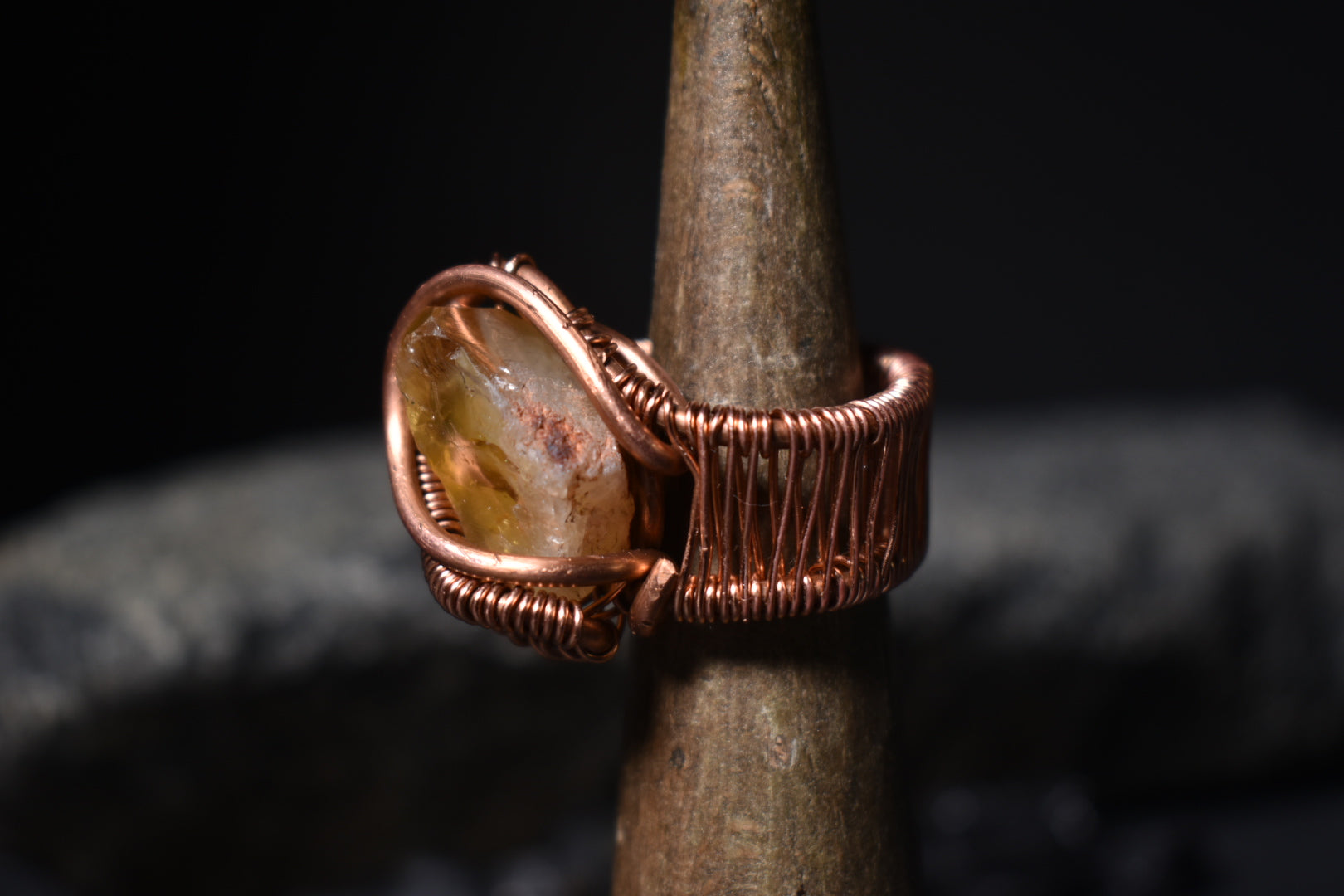 Citrine - Solar Husk: Copper Ring - KOSMIK COLLECTIONS