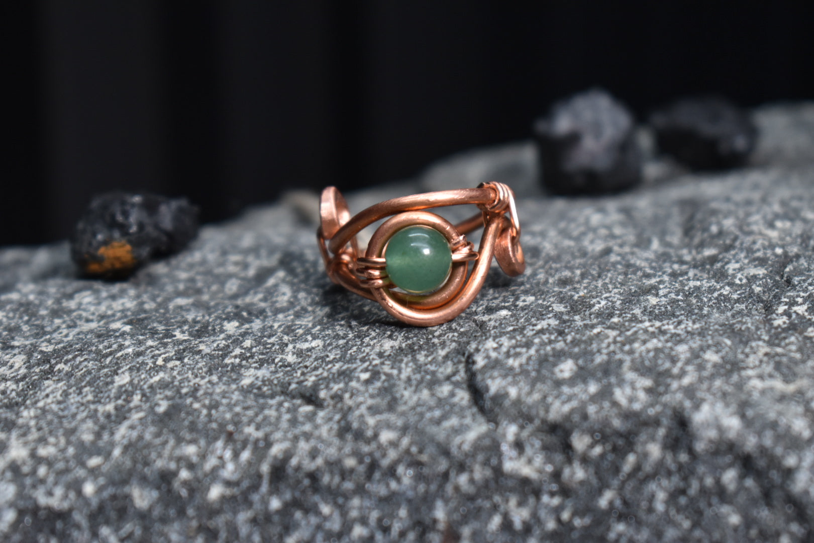 Green Aventurine - Solar Nazar Copper Ring - KOSMIK COLLECTIONS