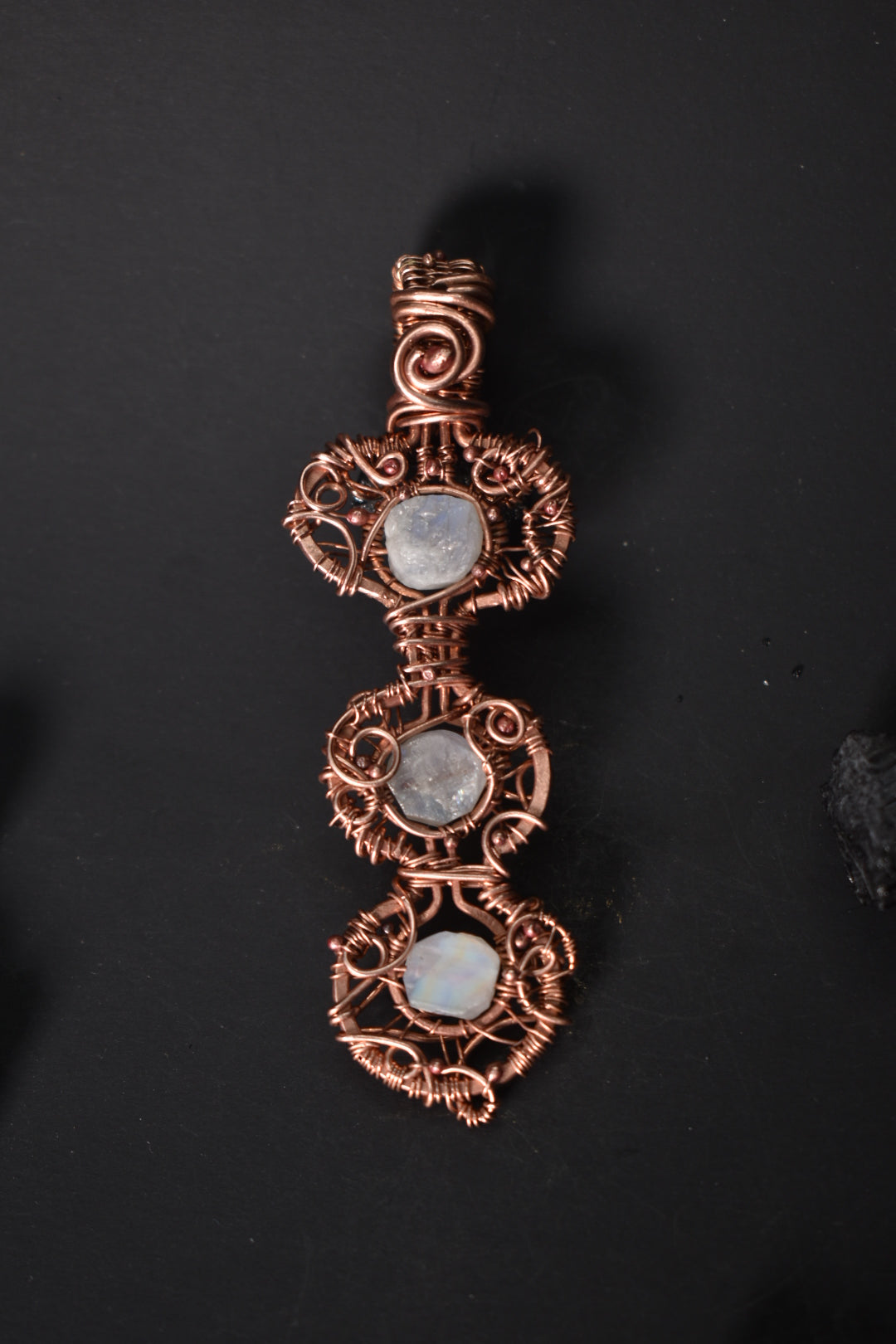 Moonstone- Trinity Of Light: Copper Pendant