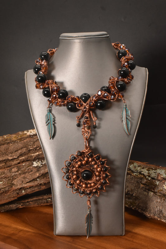 The Fairytale Protector — Obsidian Copper Necklace