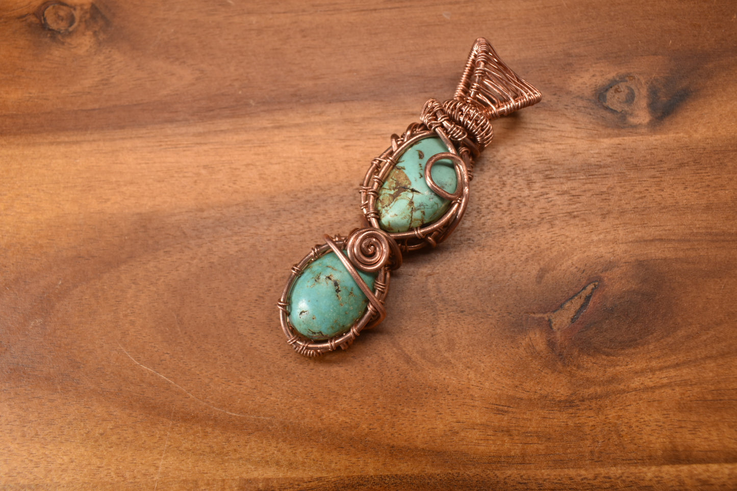 Aquatic Totem Pillar — Turquoise Copper Pendant