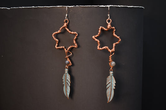 Labradorite- Stellar Feather Gate Sterling Silver Earrings