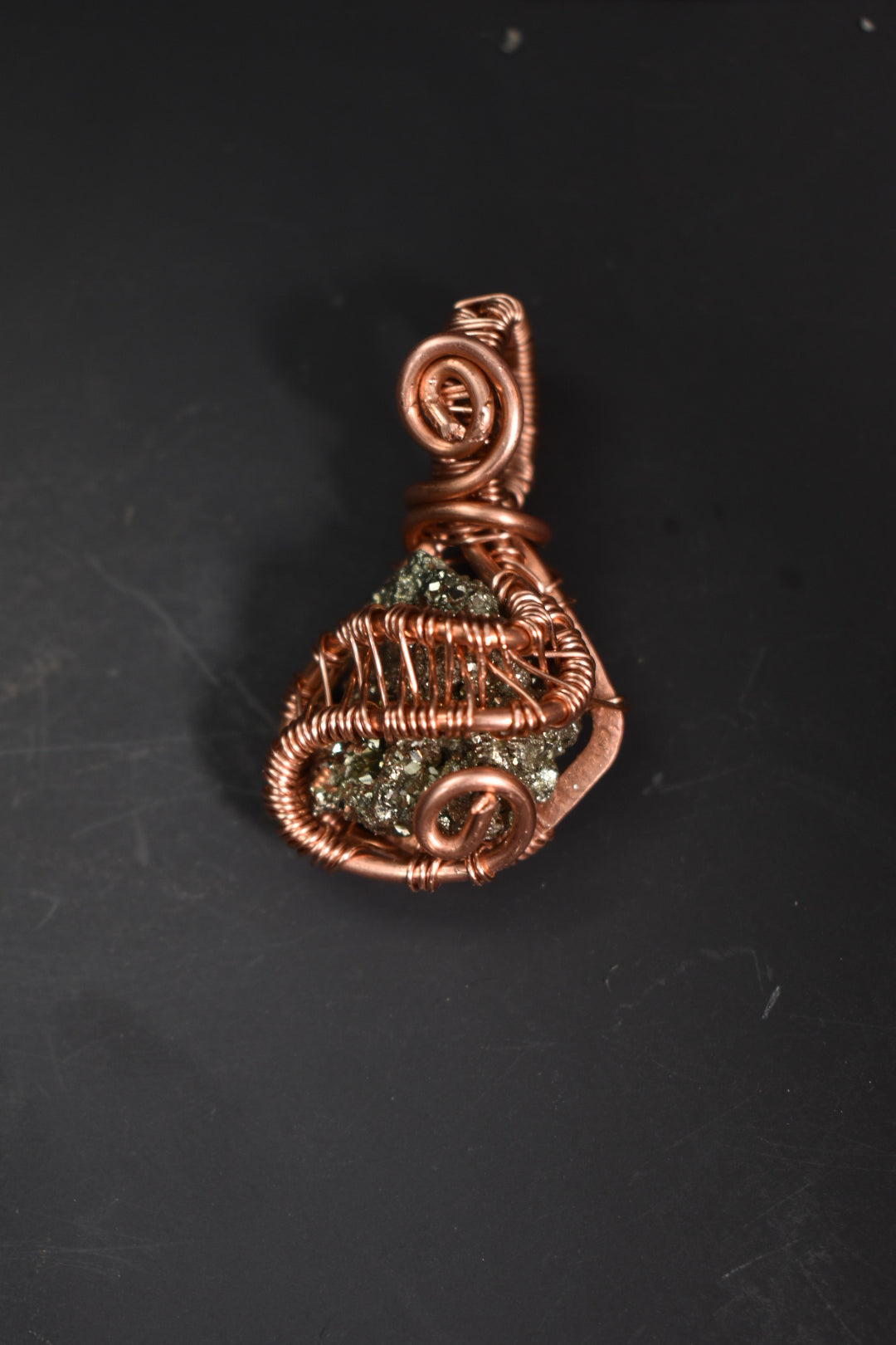 Pyrite- Gilded Core Helix: Copper Pendent Necklace - KOSMIK COLLECTIONS