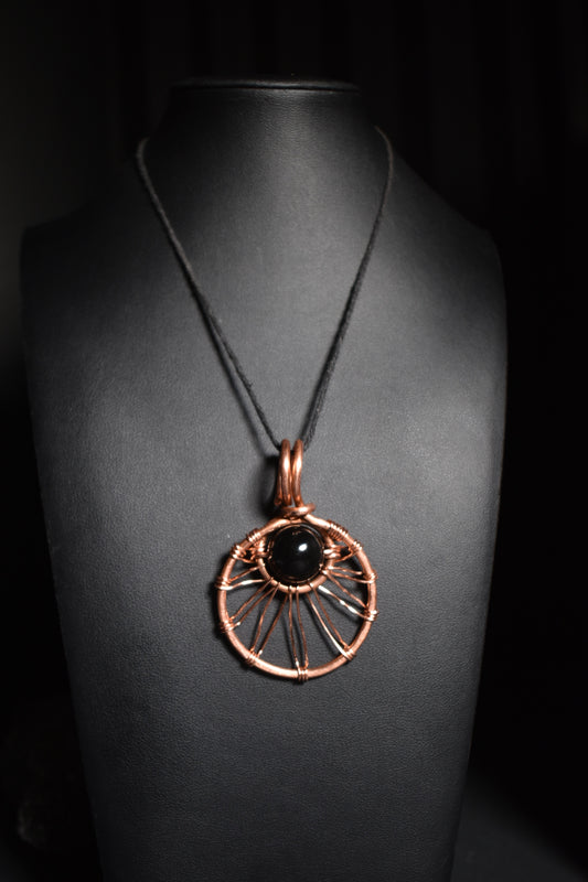 Obsidian — Solar Return Copper Pendant Necklace - KOSMIK COLLECTIONS