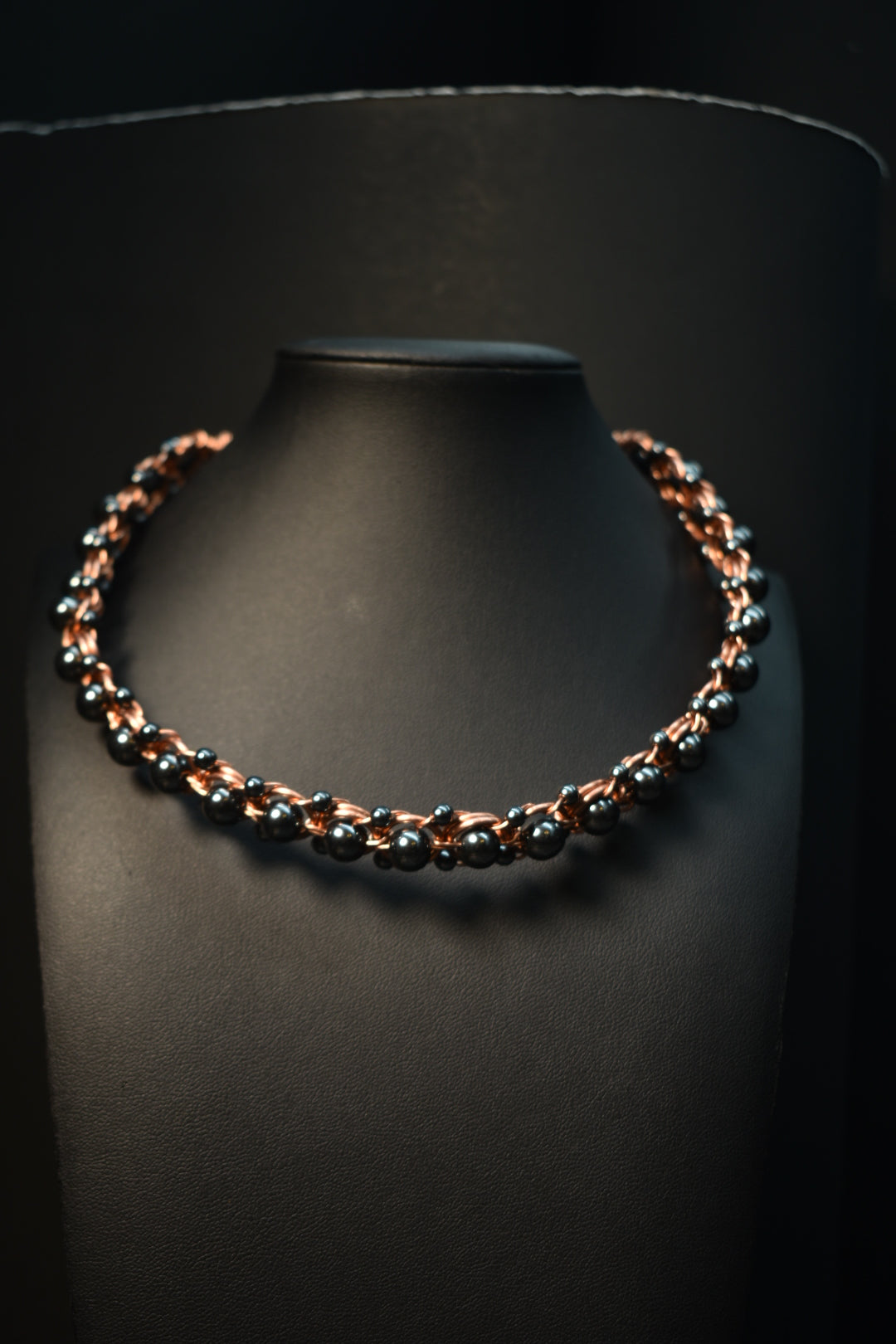 Hematite- Helix of the Verdant Neteru: Copper Choker Necklace