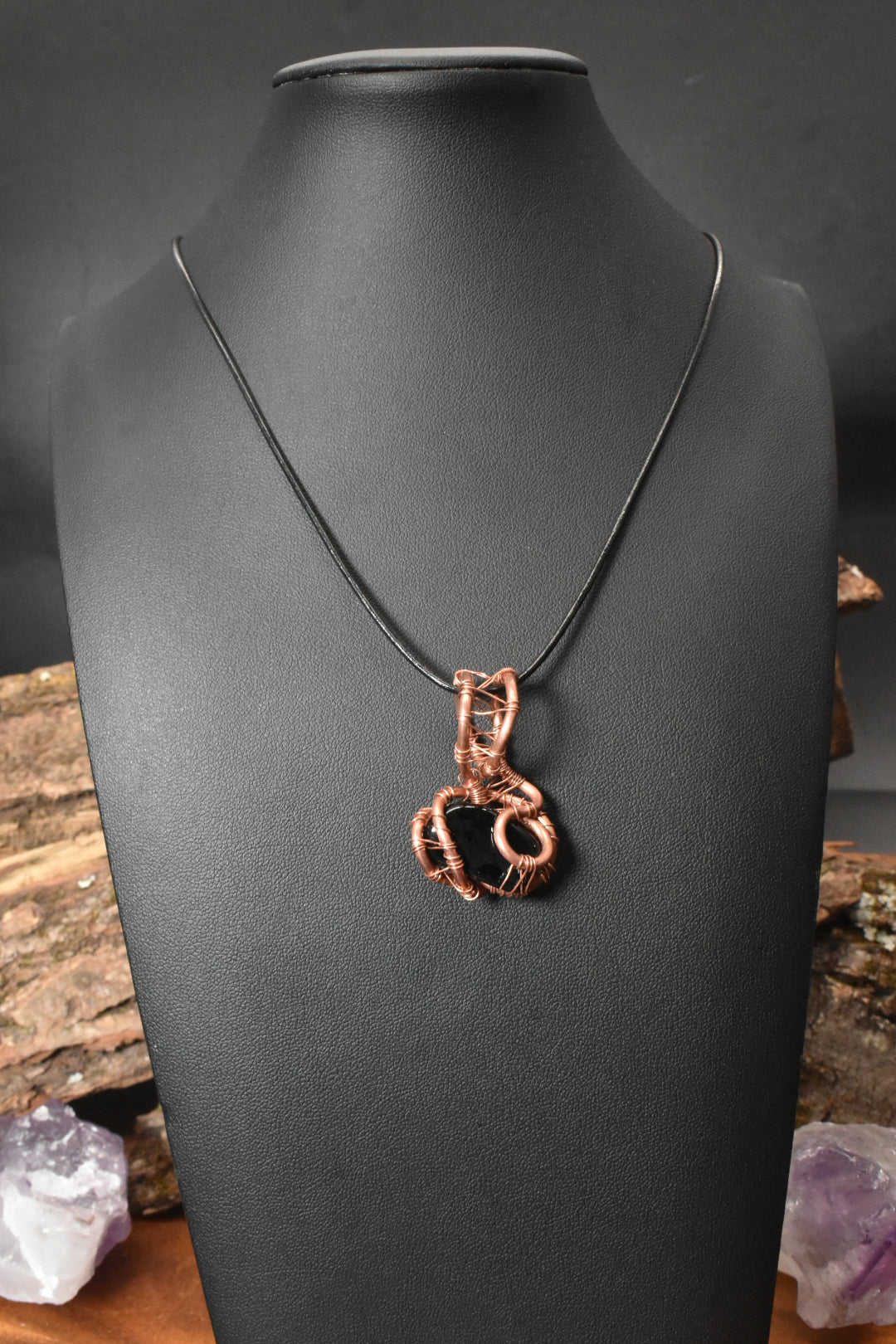 Black Mirror — Obsidian Copper Pendant