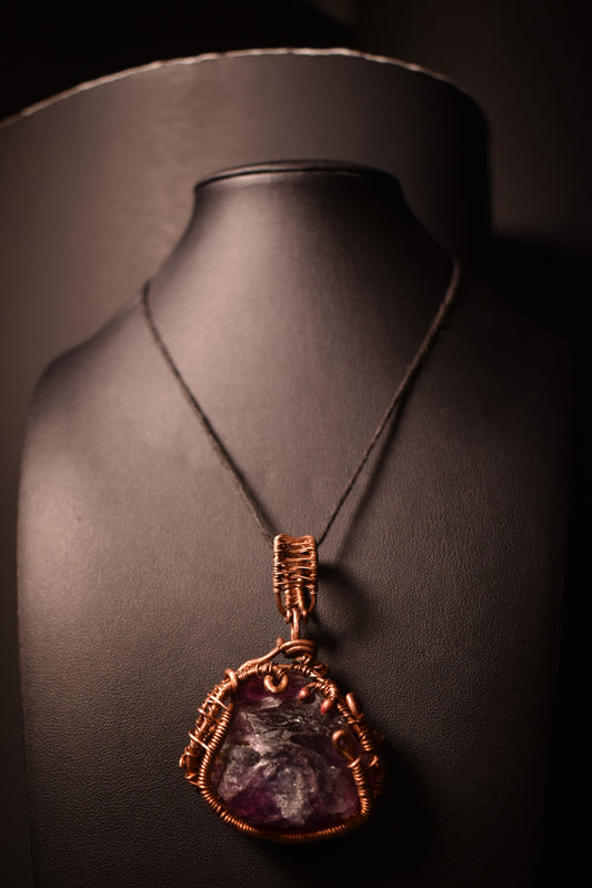 Fluorite — Akashic Heart: Copper Pendant Necklace
