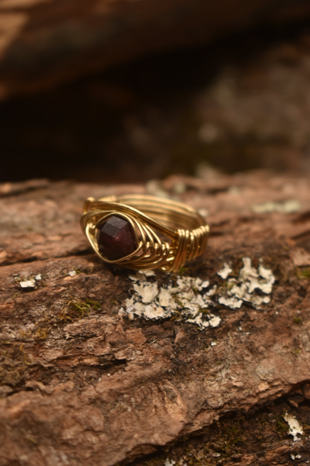 Garnet — Frequency Brass Ring - KOSMIK COLLECTIONS