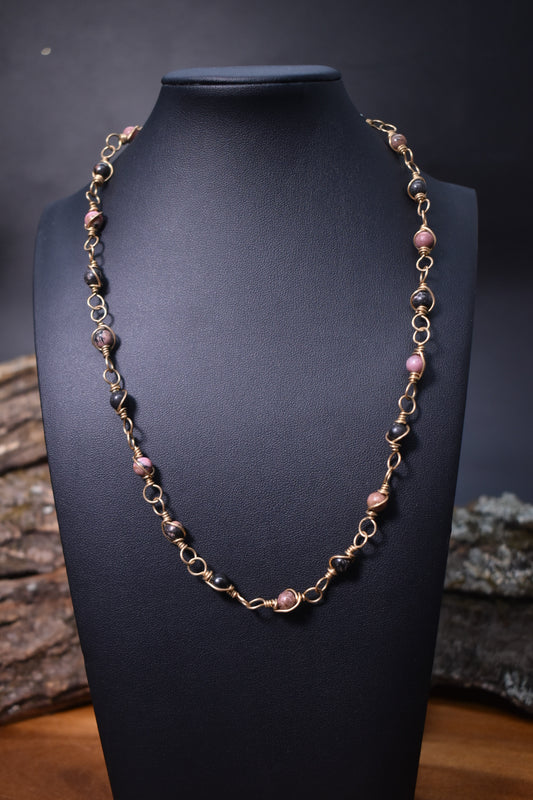 Rhodonite tail chain necklace - KOSMIK COLLECTIONS